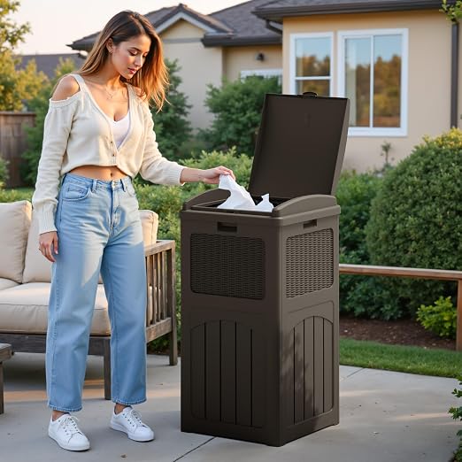 Flamaker 30 Gallon Trash Can, Resin Outdoor Garbage Can - Image 7