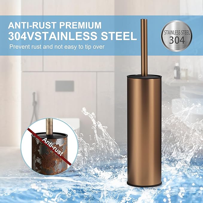 BGL Rose Gold Toilet Brush and Holder, Stainless Steel Toilet Brushes - Image 2
