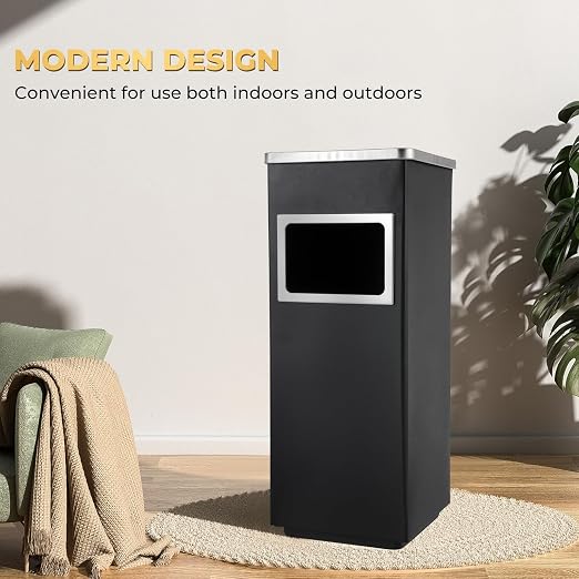 Trash Can Outdoor Waste Container Square Stainless Steel Trash Can - Image 4