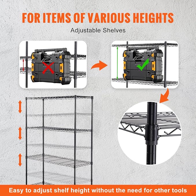 VEVOR Storage Shelving Unit, 4-Tier Adjustable Storage Shelves, Metal Shelves - Image 8