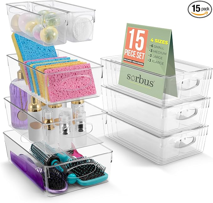 Sorbus Clear Plastic Storage Bins by Sorbus