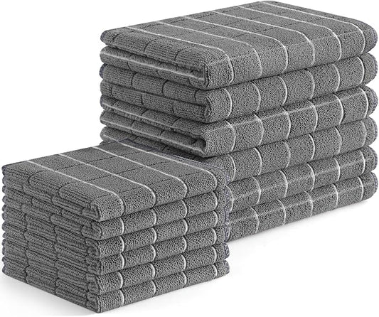 Homaxy Microfiber Kitchen Towels and Dishcloths Set, 12 Pack Soft and Absorbent by Homaxy