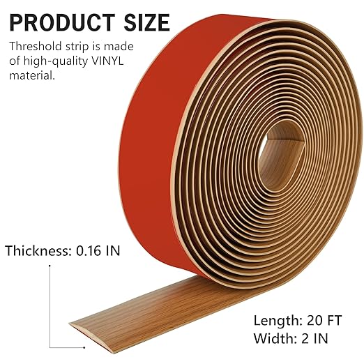 20Ft Floor Transition Strip Self Adhesive Vinyl Cover Floor Strip Flat Divider - Image 2