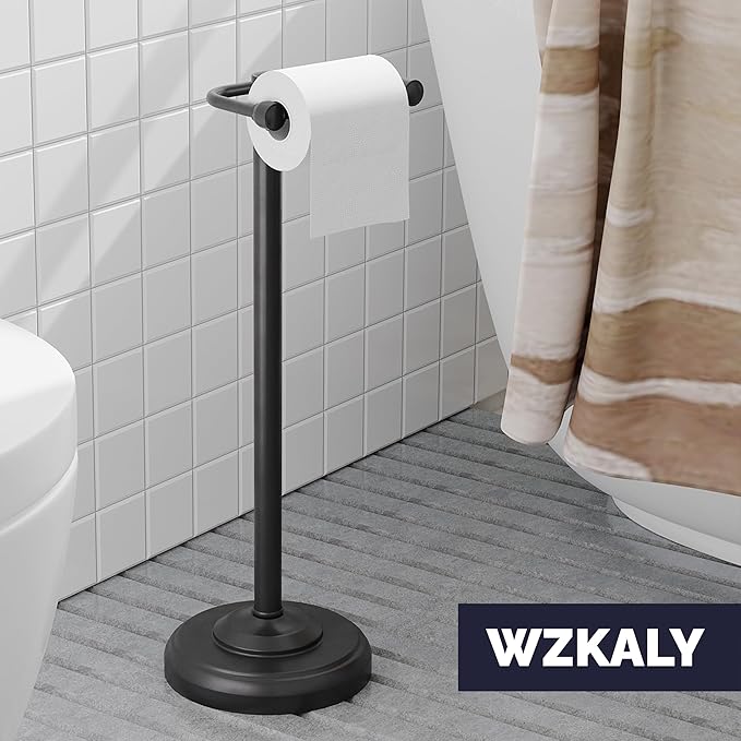 Black Toilet Paper Holder Stand, Matte Black Toilet Paper Holder Free Standing - Image 2