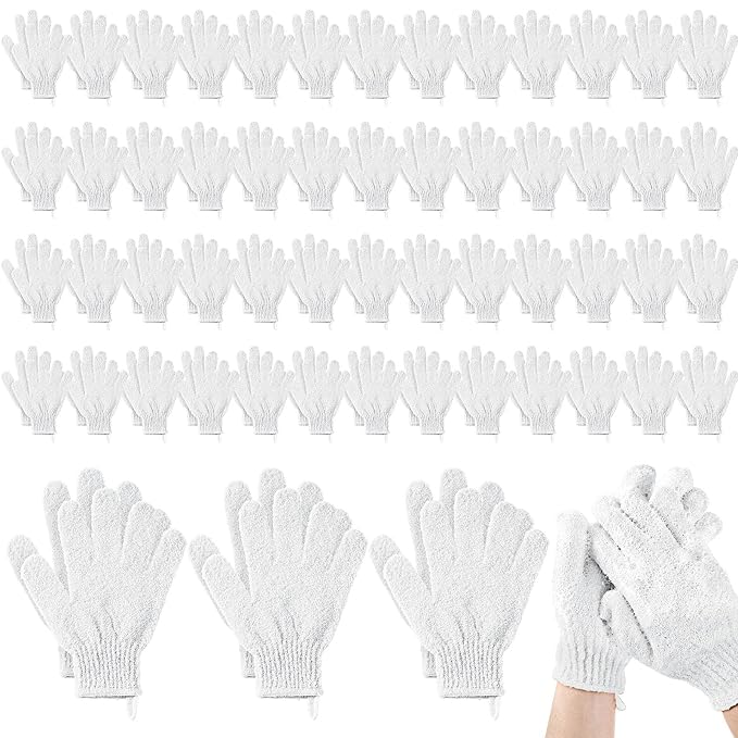 104 Pcs Exfoliating Glove Bulk Shower Gloves by Didaey