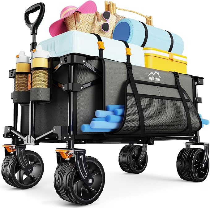Collapsible Wagon Cart Heavy Duty Foldable, Folding Beach Wagon by Uyittour