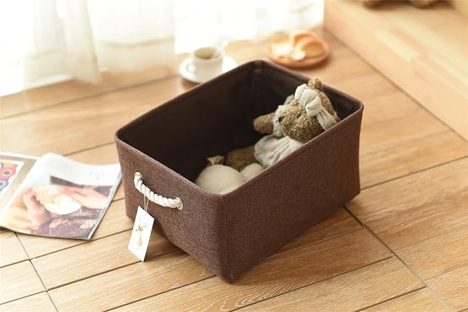 TheWarmHome Decorative Basket Rectangular Fabric Storage Bin Organizer Basket - Image 9