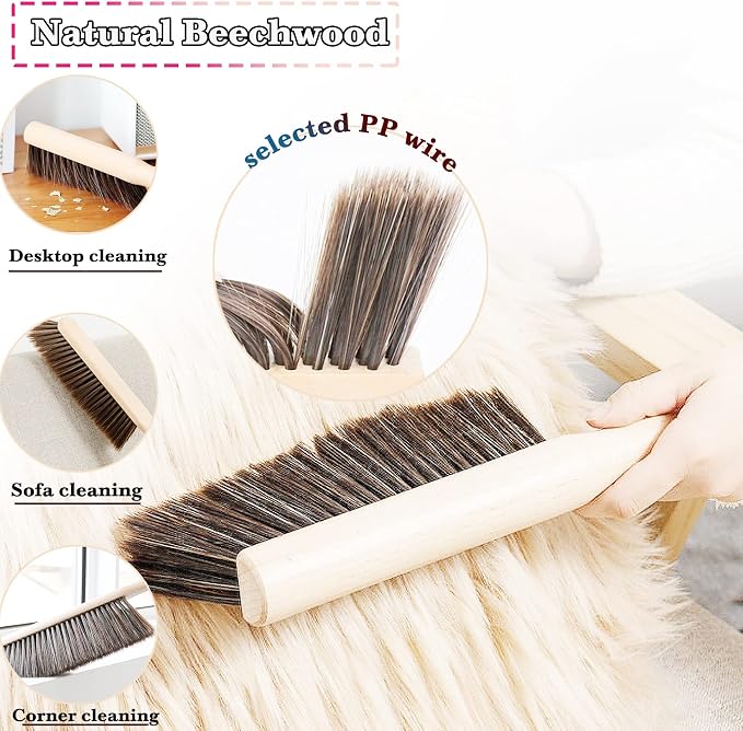 Hand Broom Beech Wood Brush, Dust Brush, Duster - Image 4