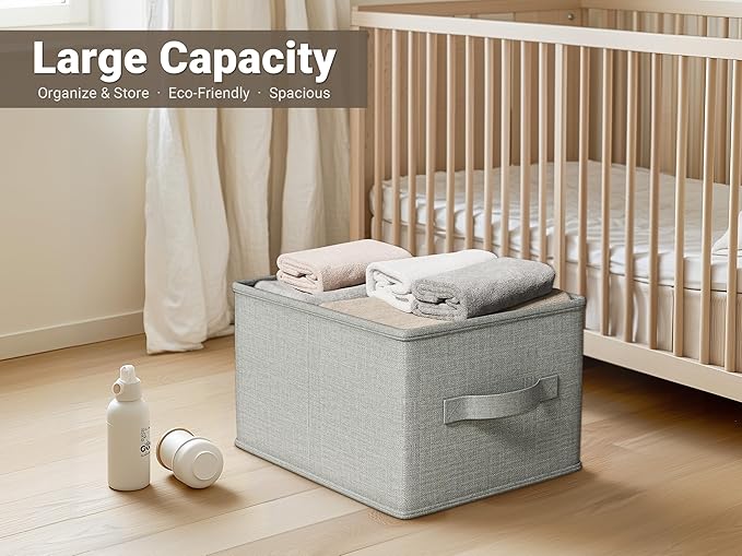 3 Pack Fabric Storage Bins for Shelves | 16.25x12x10in Closet Storage Baskets | - Image 2