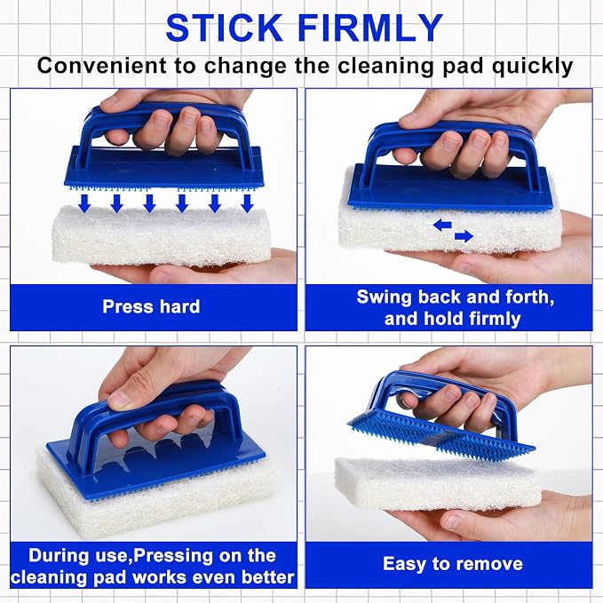 18 Pcs Handled Bath Scrubber Set, 15 Bathroom Scouring Pad 3 Bathtub Scrubber - Image 3