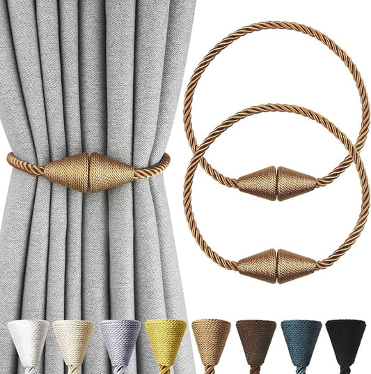 2 Pack Magnetic Curtain Tiebacks Rope Modern Handmade Curtain Tie Backs by CurtianTiebacks