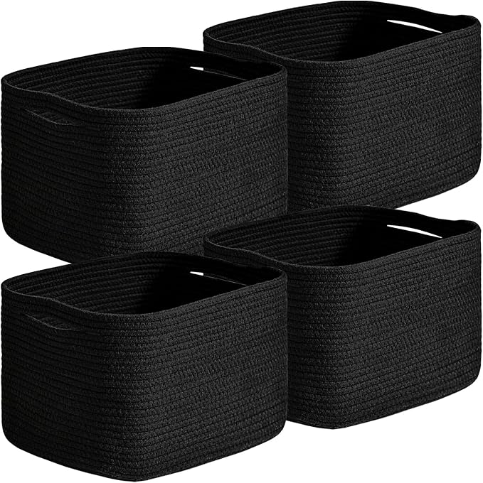 Small Storage Baskets for Organizing Shelves, Cotton Rope Basket for Storage by Unknown