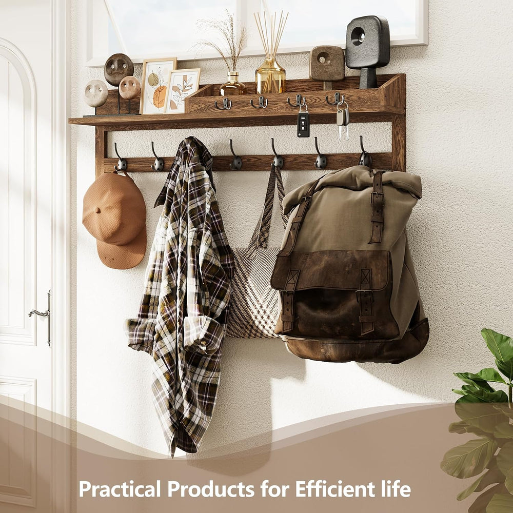 AMBIRD Coat Rack Wall Mount, 35 inch Large Wall Hooks with Shelf, Entryway Sh...