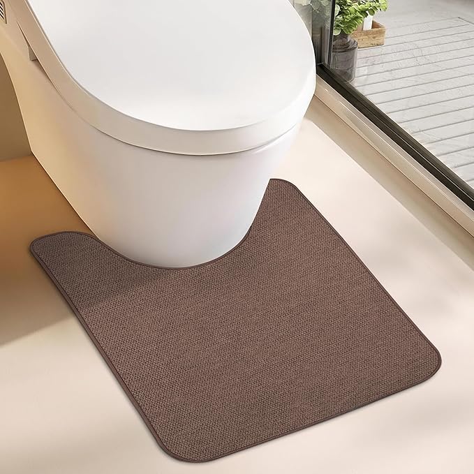 Toilet Rugs U Shaped Bathroom Rug, Machine Washable Non Slip Quick Dry Super by BosapDirect