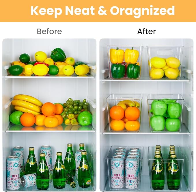 YIHONG Clear Plastic Storage Bins, 8 Pack Pantry Organizer Bins - Image 6