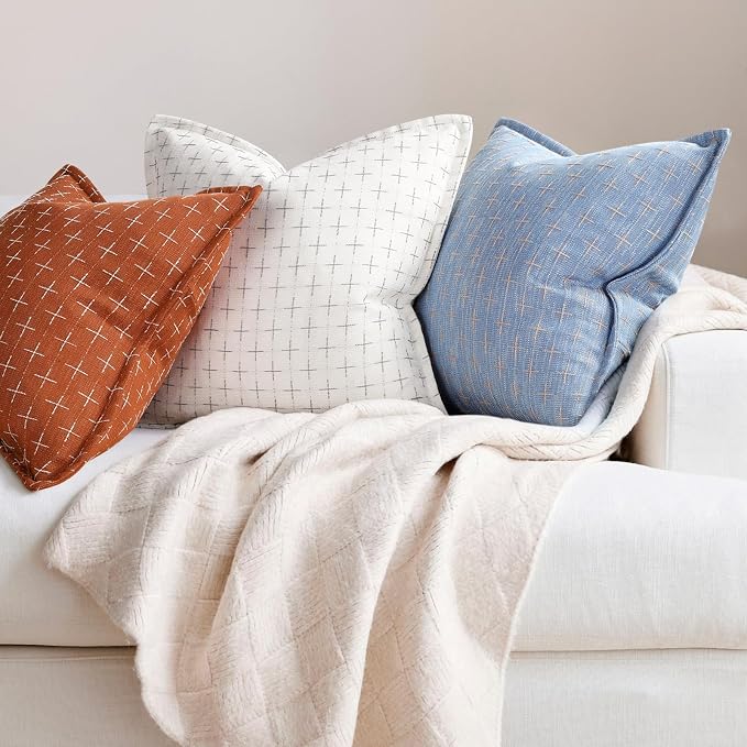 ZWJD Pillow Covers 18x18 Set of 2 Soft Polyester Textured Pillow Covers - Image 6