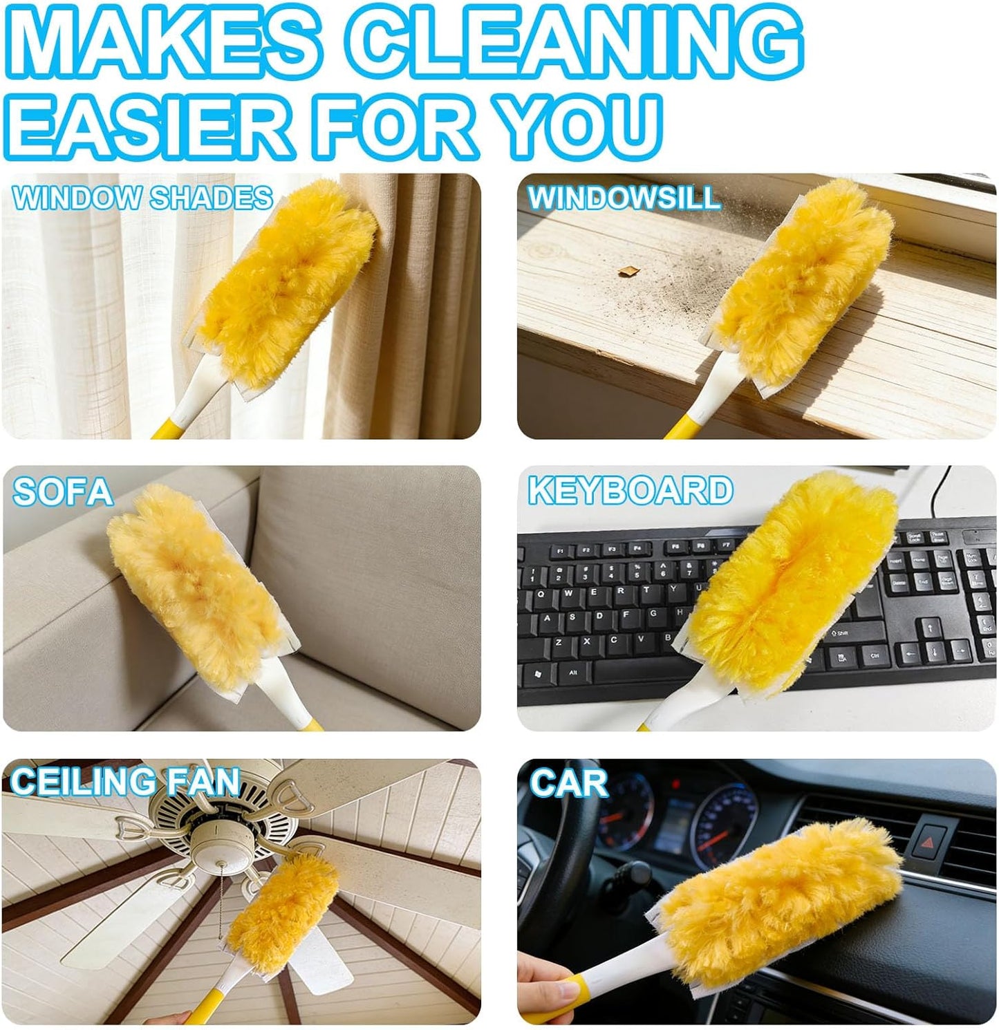 20 Pack Heavy Duty Duster Refills for Swiffer, Multi-Surface 360° Disposable Dusters Kit for Cleaning Dusting Electronics Furniture Blind Ceiling Fan (Handle is Not Included)