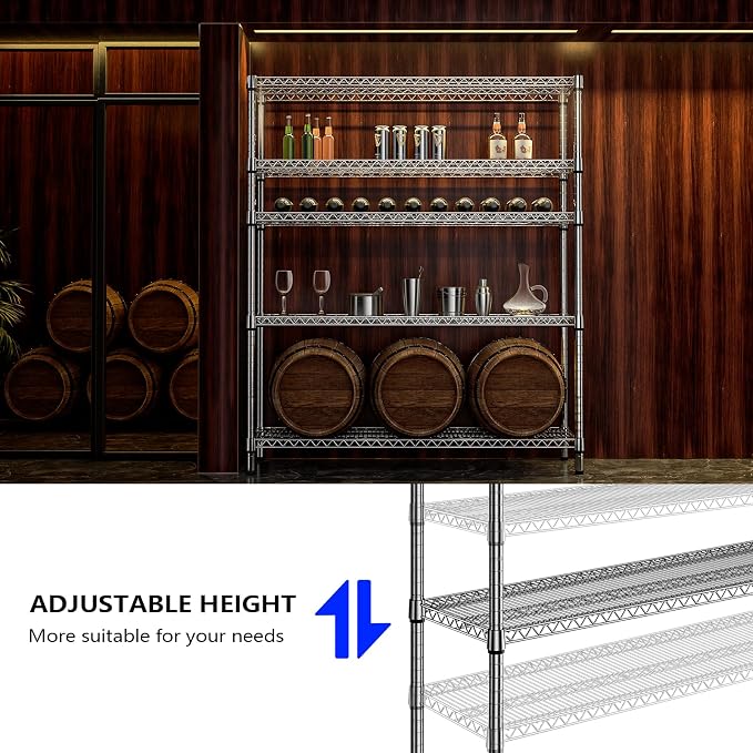 2200 Lbs 5 Tier Storage Rack Metal Wire Shelving Unit, Storage Standing Shelf - Image 5