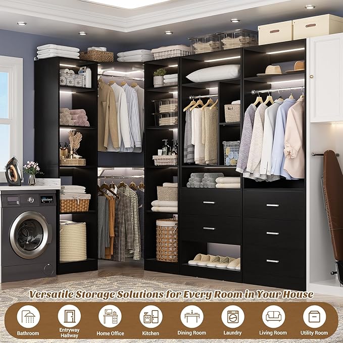 Corner Closet System with 5 Drawers, Closet Organizer System with 15+Shelvess & - Image 5