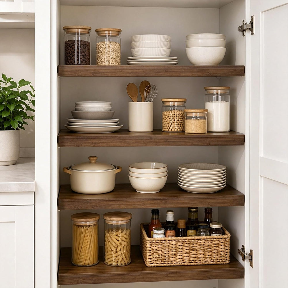 Wire Shelf Covers, Bamboo Wire Rack Covers (4PCS, 40" W x 16" D) Wa...
