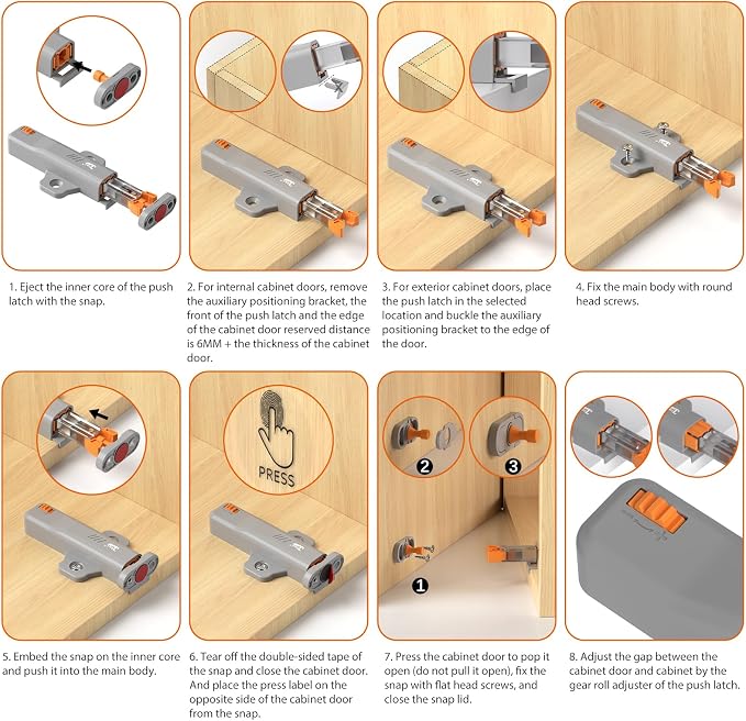 Jiayi Strong Heavy Duty Push Latch, Non-Magnetic RV Hidden Door Cabinet Latches - Image 7