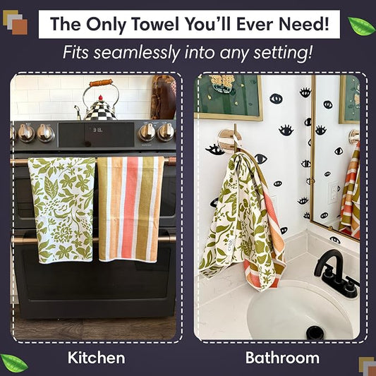 2 Double Sided Microfiber Hand Towels, 17x27 Inches Waffle Design Kitchen - Image 2