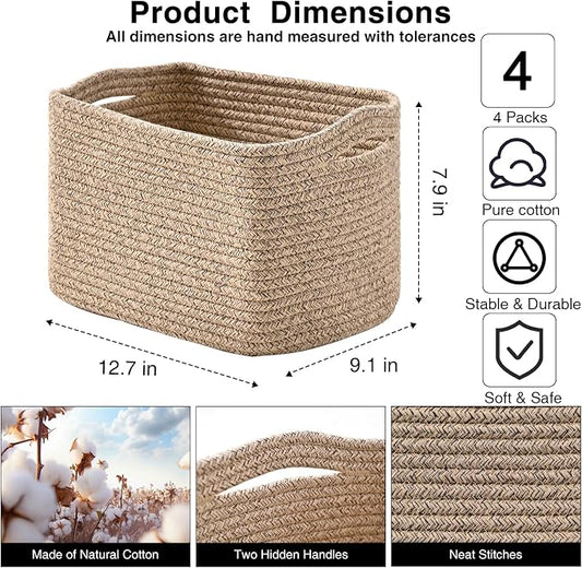 Small Storage Baskets for Organizing, Woven Storage Baskets for Shelves - Image 2