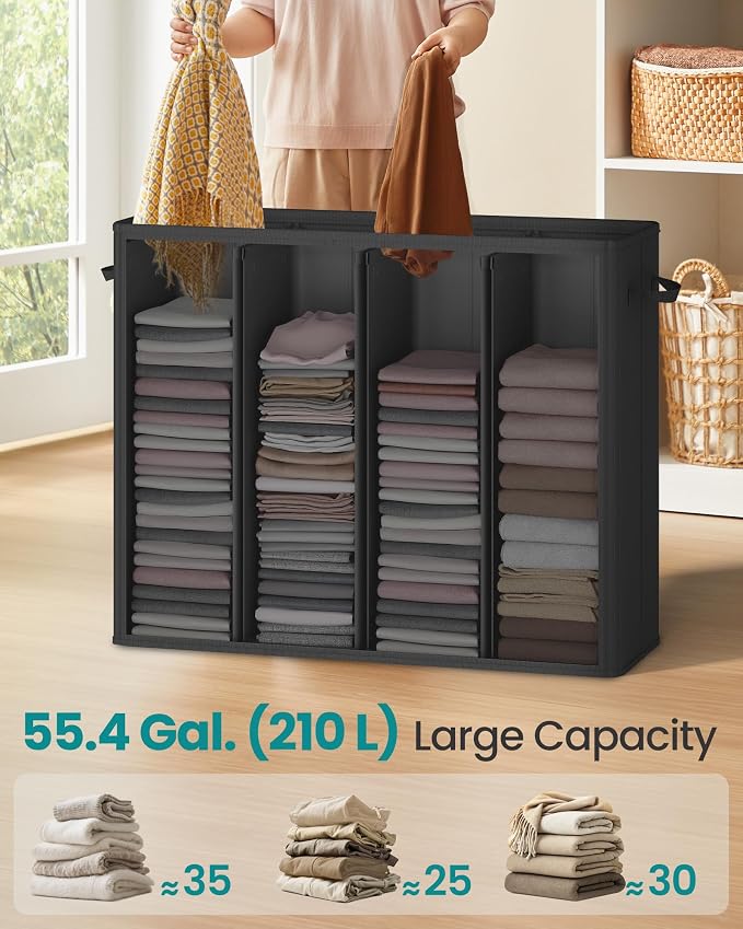 SONGMICS 55.4 Gallon Laundry Hamper, 4-Compartment Laundry Basket Sorter - Image 3