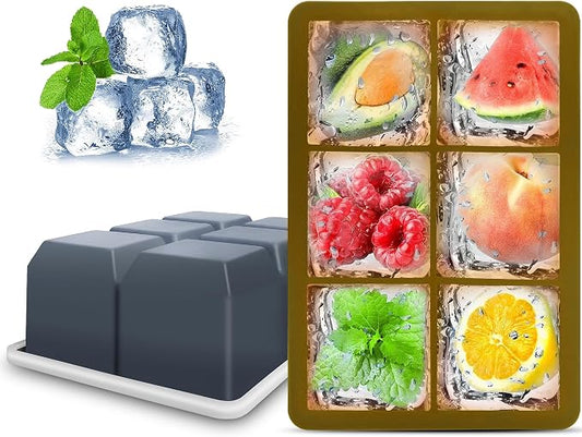 Silicone Ice Cube Trays with Lids, Large Square Ice Cube Molds by Excnorm