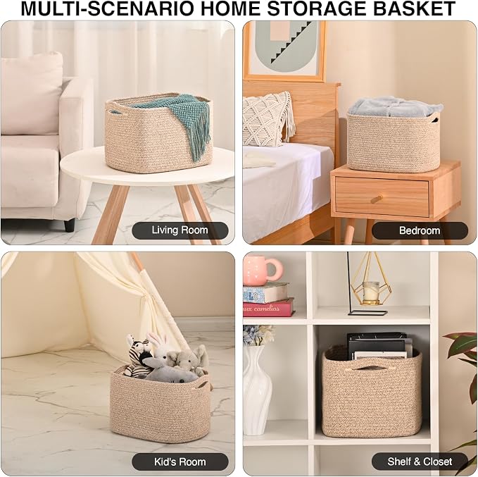Woven Cotton Rope Storage Basket - Image 4