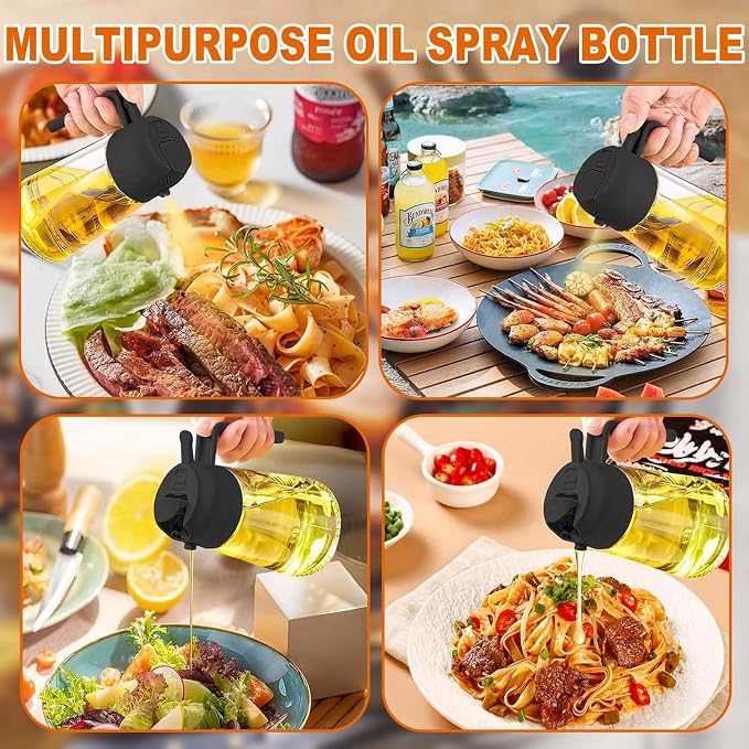 2-in-1 Glass Oil Dispenser & Sprayer - 16oz/470ml Leakproof Bottle - Image 4