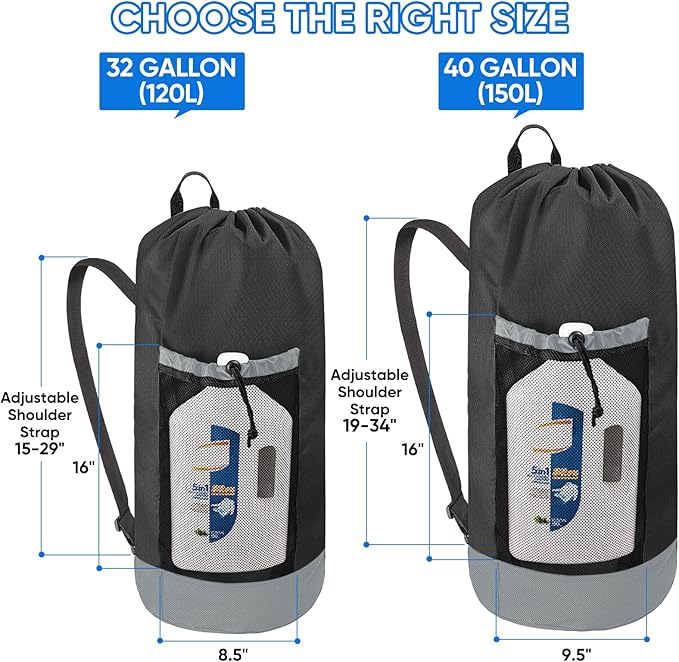 BALEINE 150L Laundry Bag Backpack, 900D Oxford Fabric Large Travel Laundry Bags - Image 2