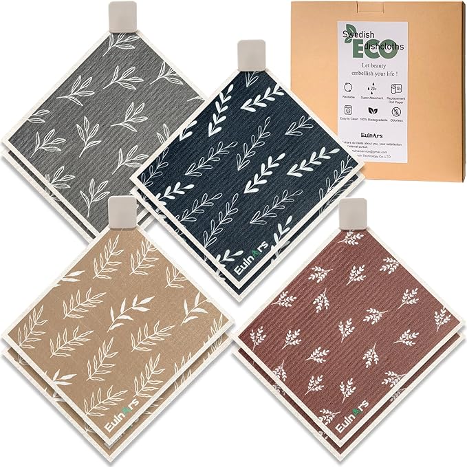 Swedish Dishcloths, 8 Pack Reusable Paper Towels by Eulnars