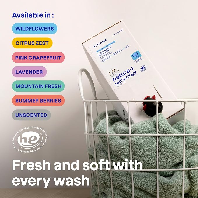 ATTITUDE Liquid Laundry Detergent Refill, EWG Verified, HE Compatible, - Image 2