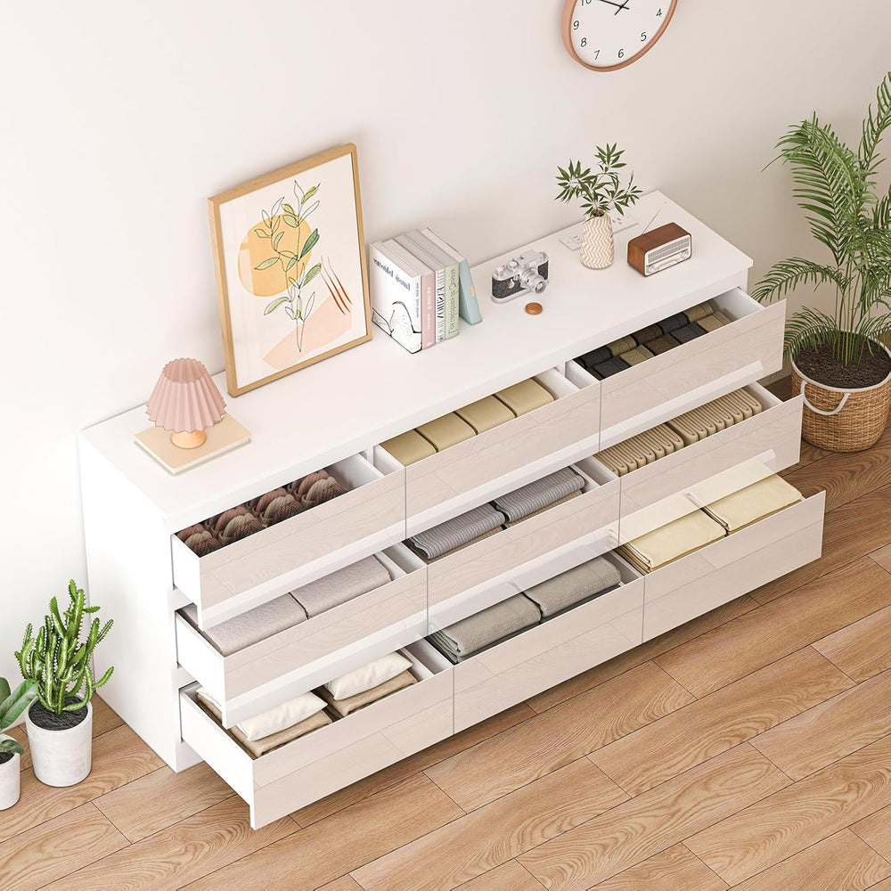 70 INCH 9 Drawers Dresser with Charging Station, Modern Large Dresser with 9 ...