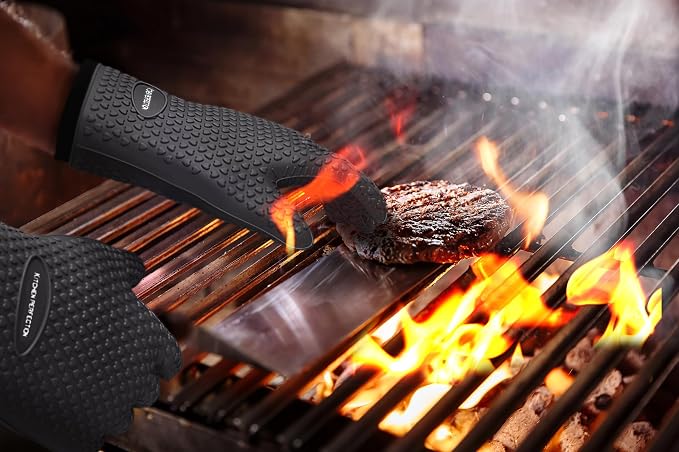 KITCHEN PERFECTION S Silicone Smoker Oven Gloves -Extreme Heat Resistant BBQ - Image 7