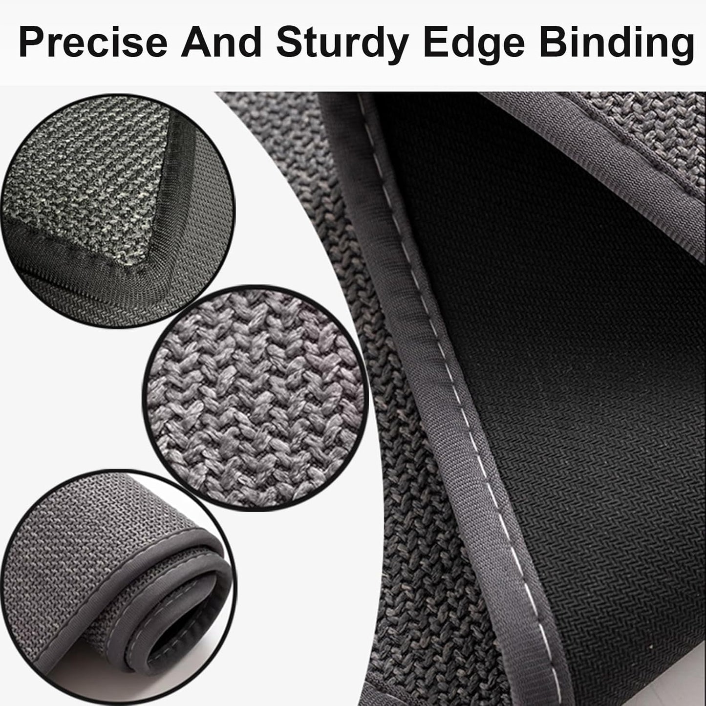 Non-Slip Curved Bath Mat, Semi Circle Bathroom Rug, Quick Drying Absorbent Corner Shower Mat, Sturdy Faux Linen Woven Bath Mat for Curved Shower,Black,Curved 1'6"×3'3"