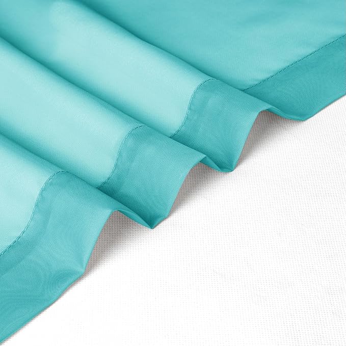 Chyhomenyc Turquoise Sheer Curtains 45 Inch Long 2 Panels, Light Filtering Rod - Image 8