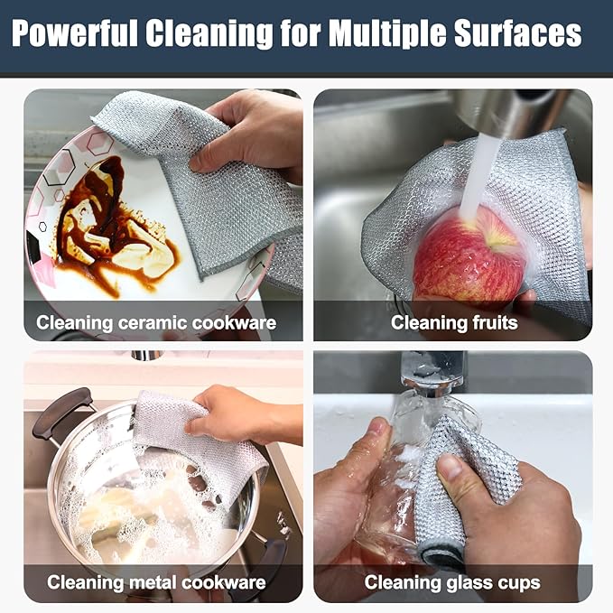 Navona 12 Pcs New Upgrade Steel Wire Dishcloth, Dry and Wet Dual-Use Steel Wire - Image 7
