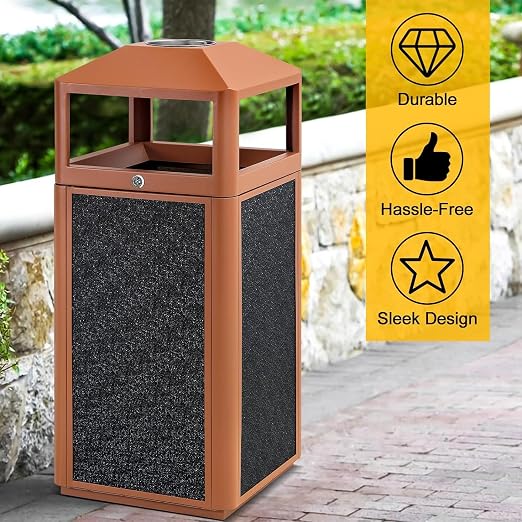 Square Waste Container with Dome Lid | Commercial Outdoor Garbage and Trash - Image 3