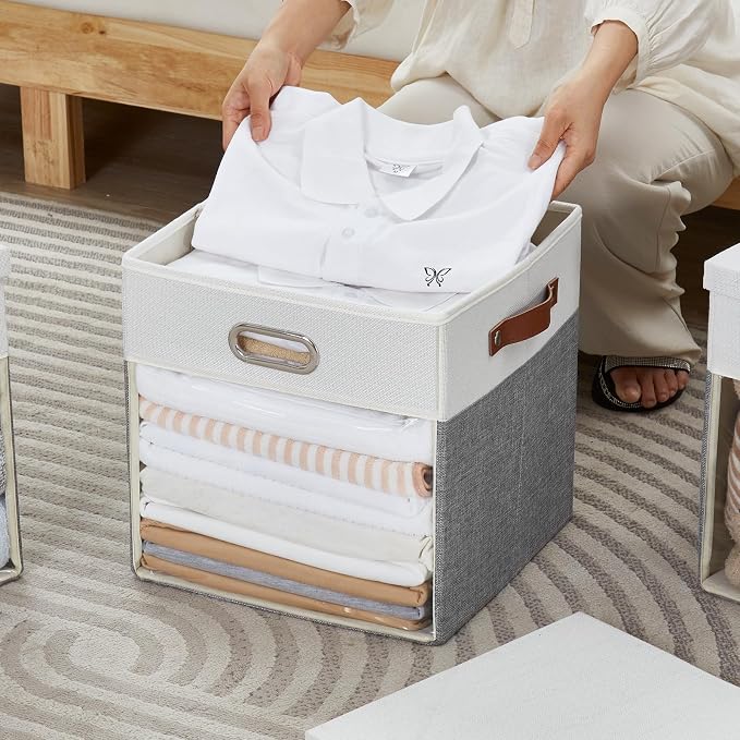 Fabric Storage Cubes with Clear Windows and Lids, Decorative Storage Boxes - Image 6