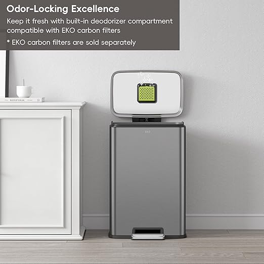 EKO Madison Gunmetal Stainless Steel 50 Liter/13.2 Gallon Step Trash Can - Image 7