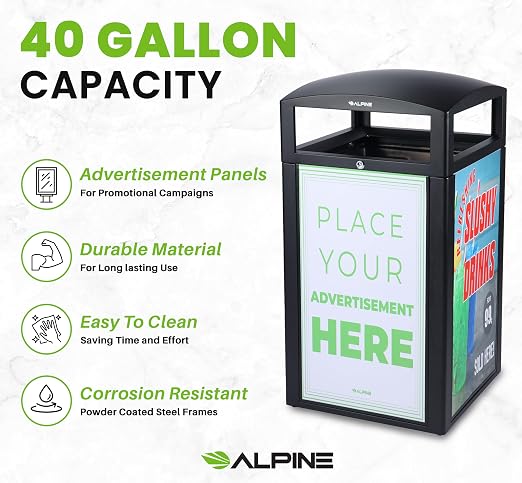 Alpine Outdoor Commercial Trash Can - Image 7