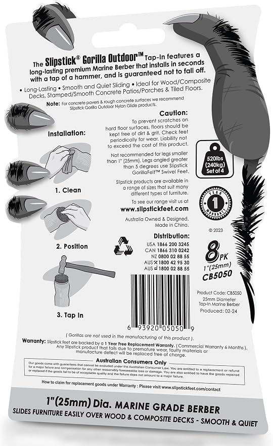 Gorilla Outdoor 1 inch Furniture Feet Floor Protectors/Weatherproof Berber - Image 6