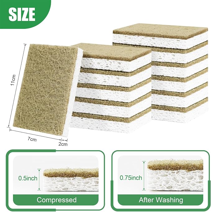 Natural Kitchen Sponges, 12 Pack Non-Scratch Sponge - Image 3