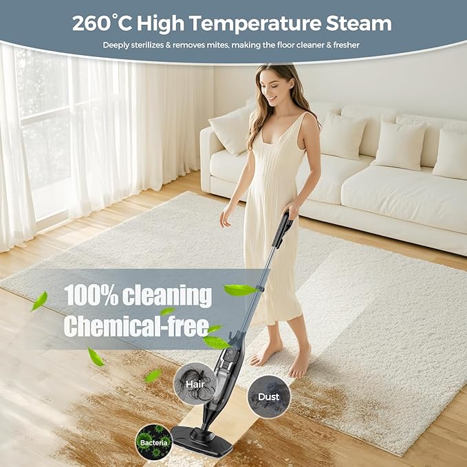 Steam Mop, 12-in-1 Powerful Handheld Steam Cleaner Detachable Steam Mops - Image 2