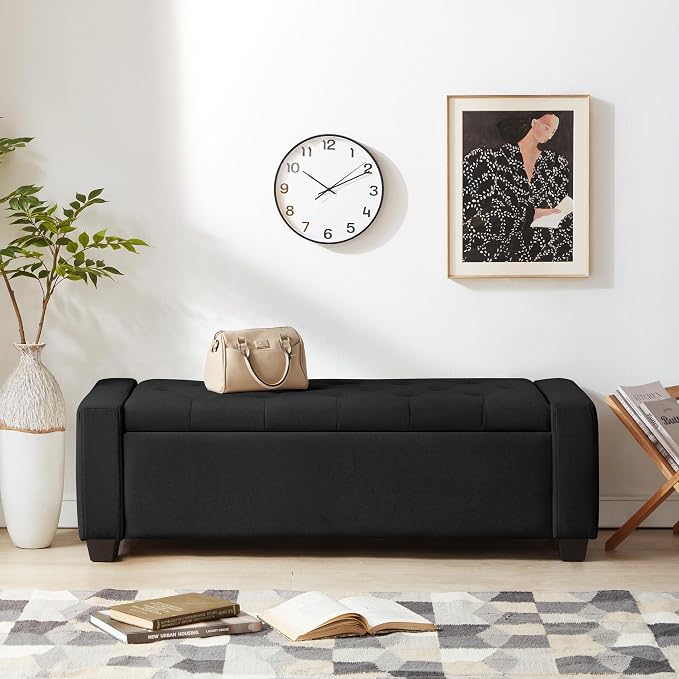 48" Ottoman with Storage, Upholstered Entryway Bench with Seating - Image 4