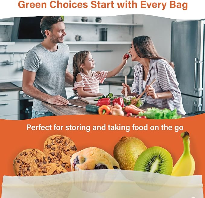 Compostable Food Storage Bags, Resealable Quart Bags, 7 x 7.4 inches, Extra - Image 6