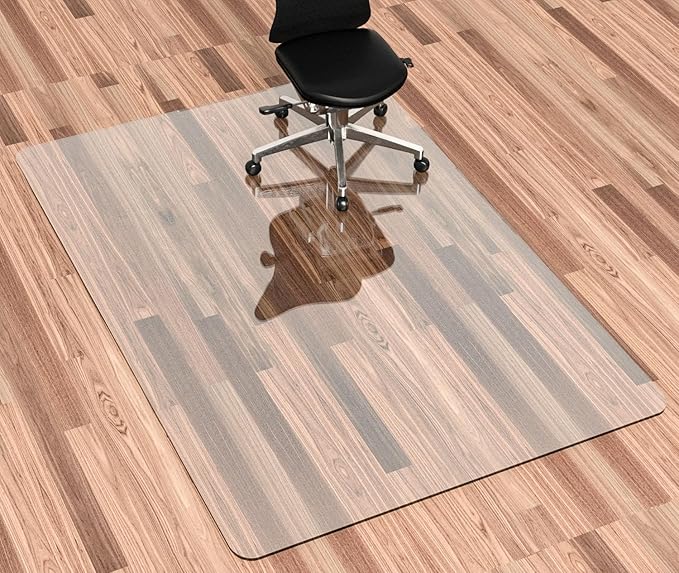 Office Chair Mat for Hardwood Floor, 1/8" Thick 46”x 60” Crystal Clear Hard by HOMEK