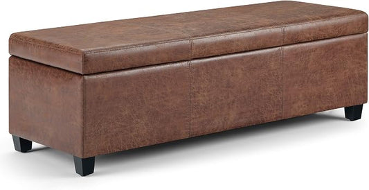 SIMPLIHOME Avalon 48 inch Wide Contemporary Rectangle Storage Ottoman Bench in by SimpliHome